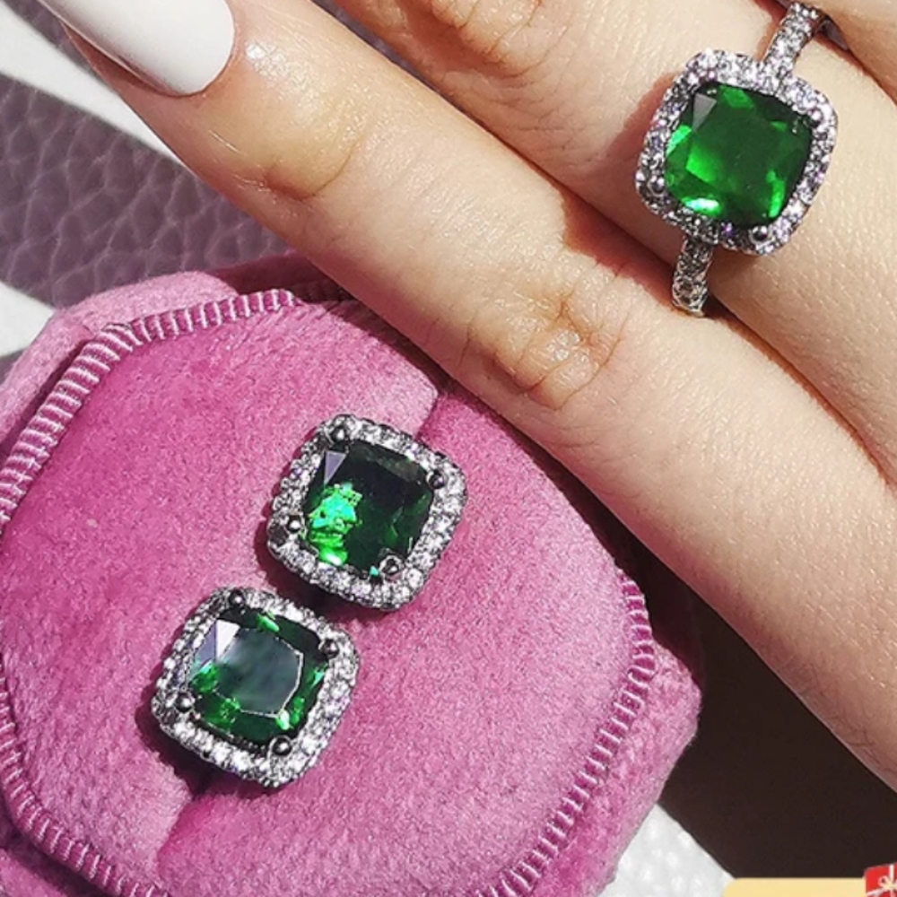 925 sterling silver ring and earring set